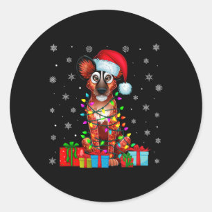 Hund Ugly Xmas Lights Weihnachtsmannmütze Afrikani Runder Aufkleber