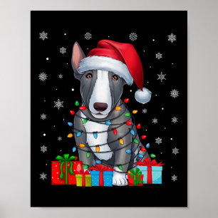 Hund Ugly Xmas Lights Weihnachtsmannmütze Bull Ter Poster