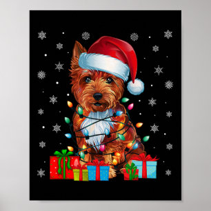 Hund Ugly Xmas Lights Weihnachtsmannmütze Cairn Te Poster