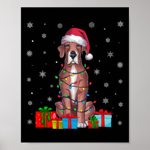 Hund Ugly Xmas Lights Weihnachtsmannmütze Great Da Poster