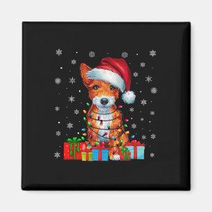 Hund Ugly Xmas Lights Weihnachtsmannmütze Toy Fox Magnet