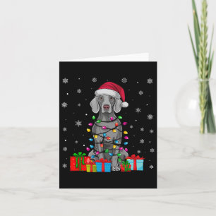 Hund Ugly Xmas Lights Weihnachtsmannmütze Weimaran Karte