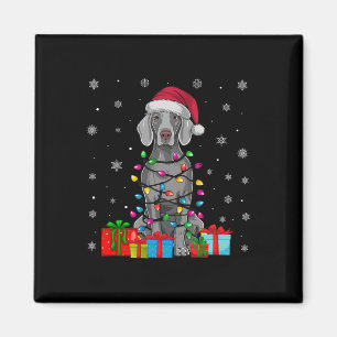 Hund Ugly Xmas Lights Weihnachtsmannmütze Weimaran Magnet