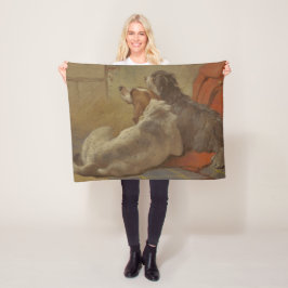 Hund und Bartollie (zwei Hunde) (Tiere) Fleecedecke