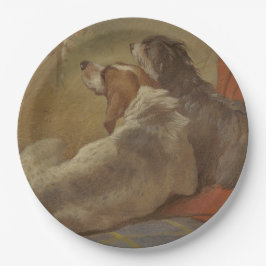 Hund und Bartollie (zwei Hunde) (Tiere) Pappteller