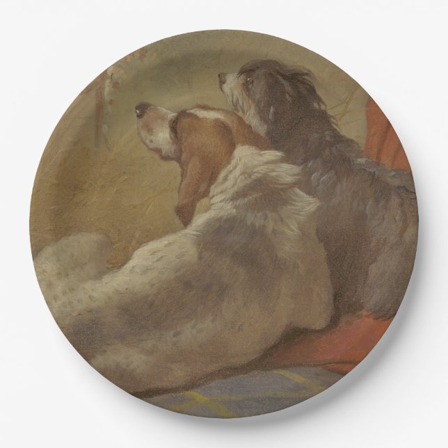 Hund und Bartollie (zwei Hunde) (Tiere) Pappteller (Vorderseite)