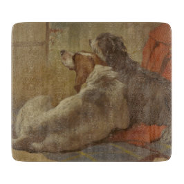 Hund und Bartollie (zwei Hunde) (Tiere) Schneidebrett