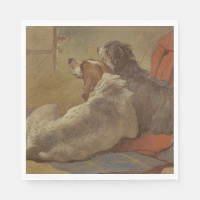 Hund und Bartollie (zwei Hunde) (Tiere) Serviette (Vorderseite)