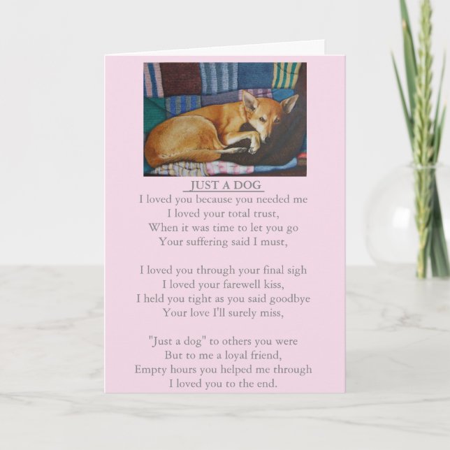Hund und Beileid Originalgedicht Karte (Vorderseite)