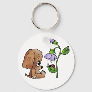 Hund und Blume Schlüsselanhänger