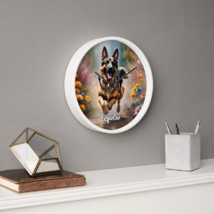 Hund und Blume Uhr