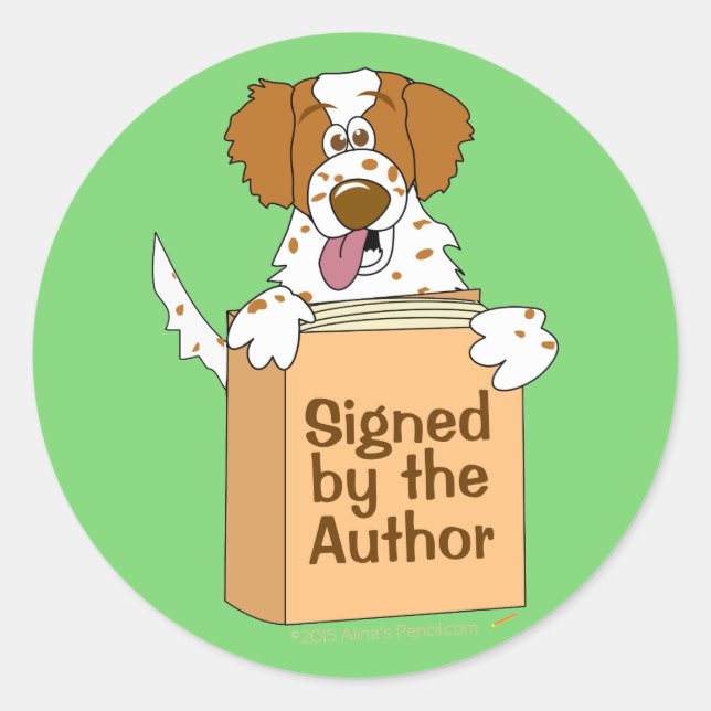 Hund und Buch Unterzeichnet durch Autor Stickers K (Vorderseite)