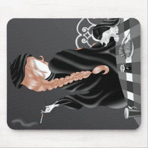 Hund und Dame im französischen Café Mousepad