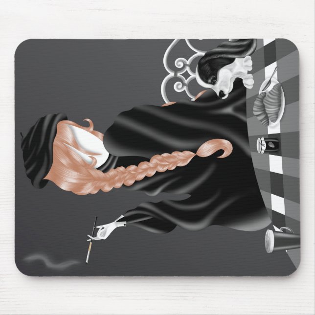 Hund und Dame im französischen Café Mousepad (Vorne)