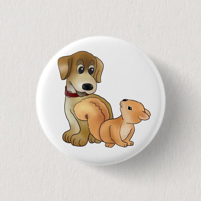 Hund und Eichhörnchen Button (Vorderseite)