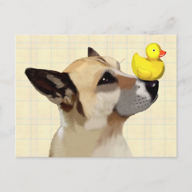 Hund und Ente Postkarte (Vorderseite)