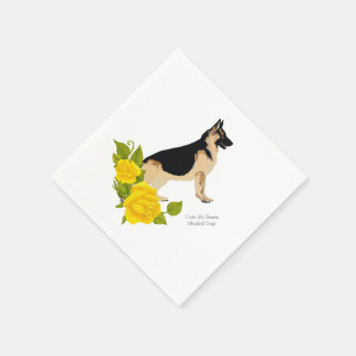 Hund und Gelbe Rosen Serviette