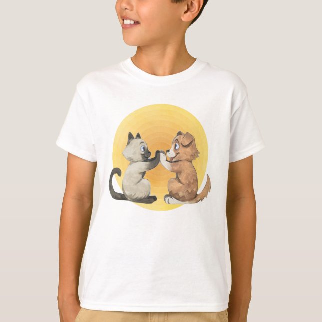 Hund und Katze Bester Freund T-Shirt (Vorderseite)