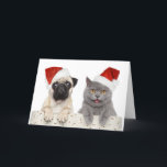 Hund und Katze in Red Christmas Hat Feiertagskarte<br><div class="desc">Katze und Hund in rot Weihnachtshut auf weißem Hintergrund © und ® Bigstock® - Alle Rechte vorbehalten.</div>