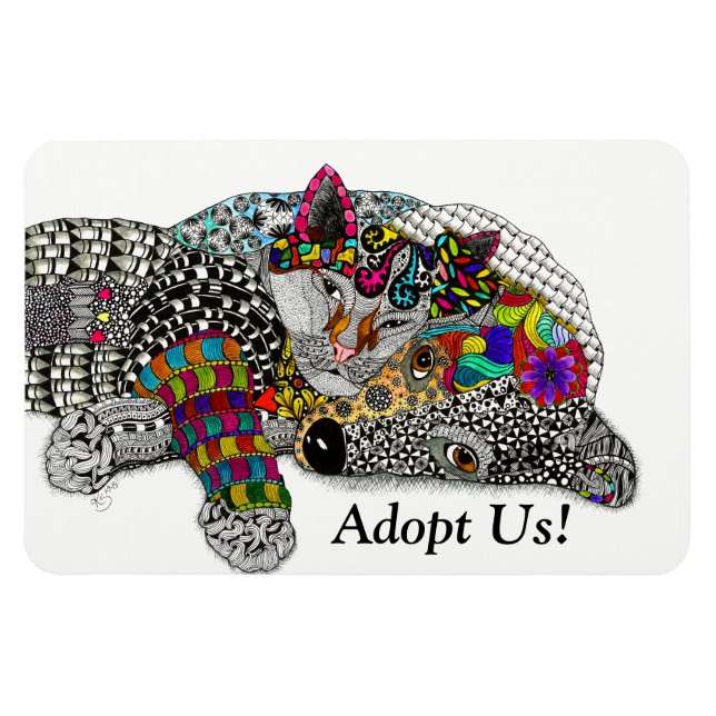 Hund und Katze Magnet 3"x4" (Horizontal)