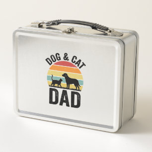 Hund und Katze Papa Vintage Haustierliebhaber-Shir Metall Brotdose