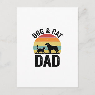 Hund und Katze Papa Vintage Haustierliebhaber-Shir Postkarte