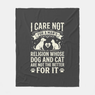 Hund und Katze Religion Zitat Fleecedecke