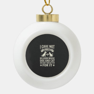 Hund und Katze Religionszitat Keramik Kugel-Ornament