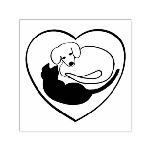 Hund und Katze / Welpen und KitekHerz Permastempel