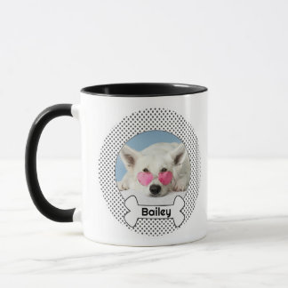Hund und Knochen mit individuellem Namen und Foto Tasse