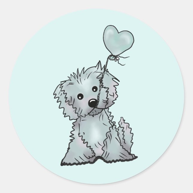 hund und luftballon  runder aufkleber (Vorderseite)