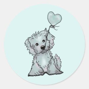hund und luftballon runder aufkleber