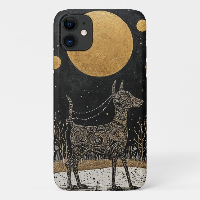 Hund und Mond Case-Mate iPhone Hülle (Rückseite)