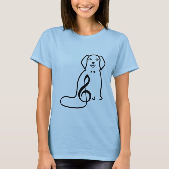 HUND UND MUSIKNOTE T-Shirt (Vorderseite)