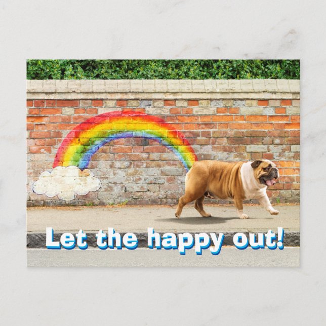 Hund und Regenbogen Graffiti Einladungspostkarte (Vorderseite)