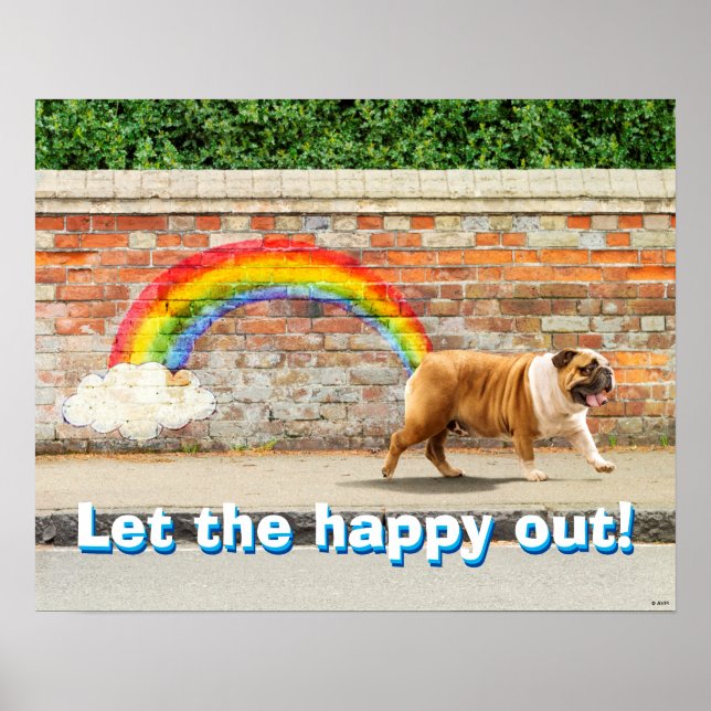 Hund und Regenbogen Graffiti Poster (Vorne)