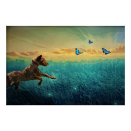 Hund und Schmetterling Poster