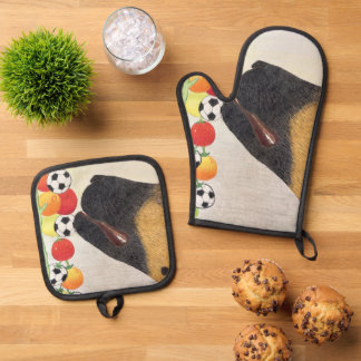 Hund und Tomaten Ofenhandschuh & Topflappen Set