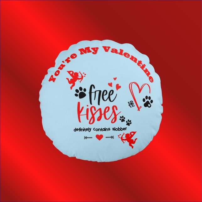 Hund Valentine - Freie Küsse enthält definitiv | Rundes Kissen (Von Creator hochgeladen)