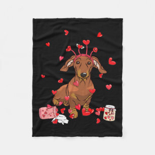 Hund Valentine Geschenk Niedliche Dackel Valentins Fleecedecke