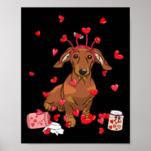 Hund Valentine Geschenk Niedliche Dackel Valentins Poster