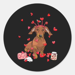 Hund Valentine Geschenk Niedliche Dackel Valentins Runder Aufkleber