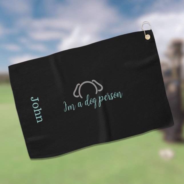 Hund Vater Custom Black Golf Handtuch (Customize this sharp golf towel from the "I'm a dog person"collection. Perfect for next round of 18!)