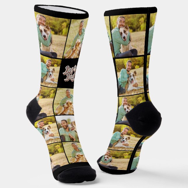 Hund Vater Retro Novelty Foto Socken (Gewinkelt)