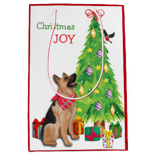 Hund, Vogel und Weihnachtsbaum Mittlere Geschenktüte