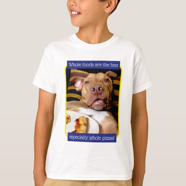 Hund voller Pizza T-Shirt (Vorderseite)