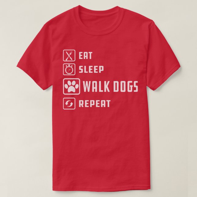 Hund Walker Essen schlafwandelnde Hunde wiederhole T-Shirt (Design vorne)