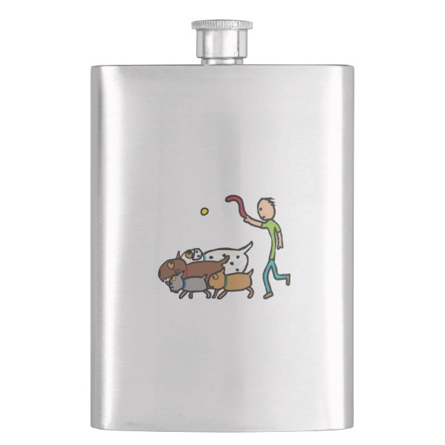 Hund Walking Flachmann (Vorderseite)