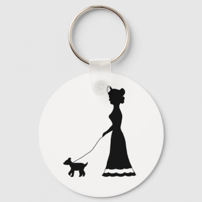 Hund Walking Silhouette Schlüsselanhänger (Vorderseite)