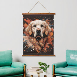 Hund Wand hängender Teppich Kunst Haustierliebhabe Wandteppich Mit Holzrahmen